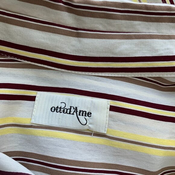 Otto D'Ame striped shirtdress dress midi yellow brown Italy boxy over-sized 2 - Picture 5 of 6